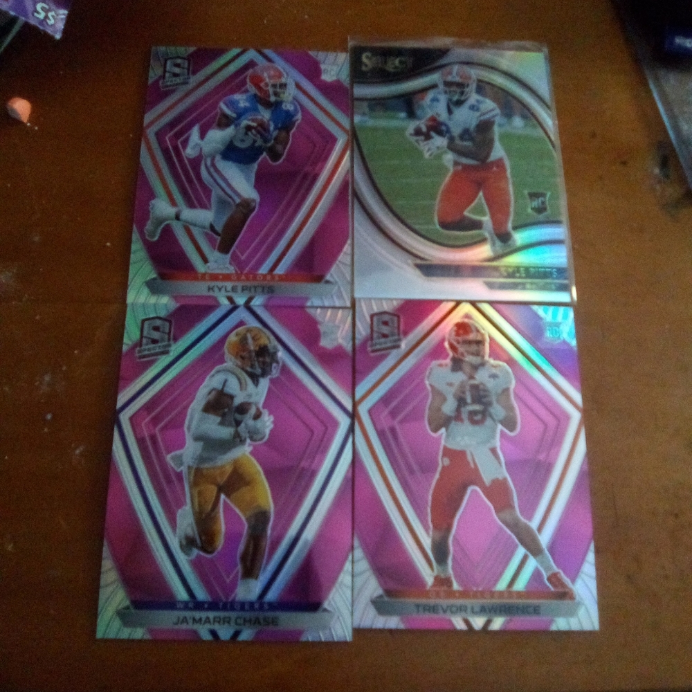 3 top rc prizm spectrum prizm super gemm rc Jamarr chase,Kyle Pitts